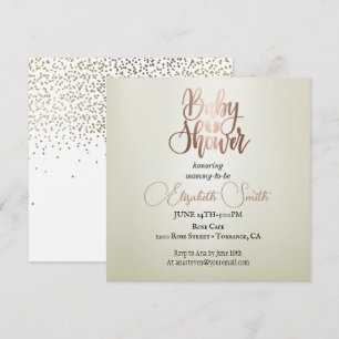 Convite Fundo prateado, confetes, chá de bebê