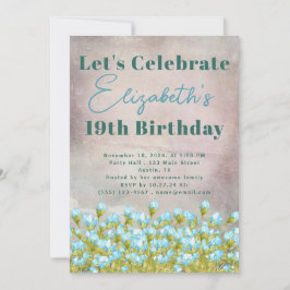 Convite Fundo Russo das Flores de Aquarela Azul