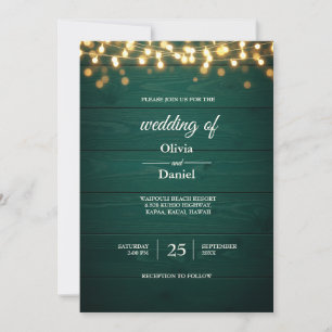 Convite Fundo Rustic Teal Wood Invitation