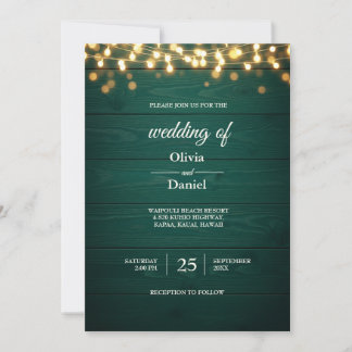 Convite Fundo Rustic Teal Wood Invitation