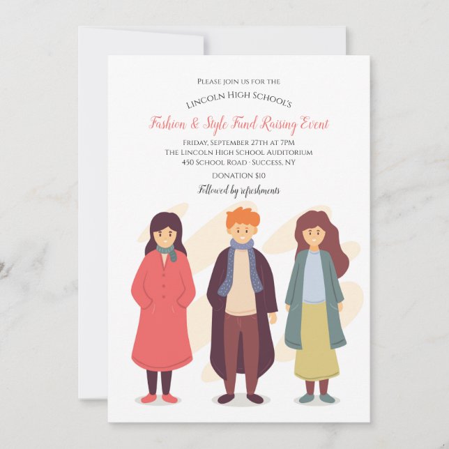 Convite Fundraiser do School Fashion Show (Frente)