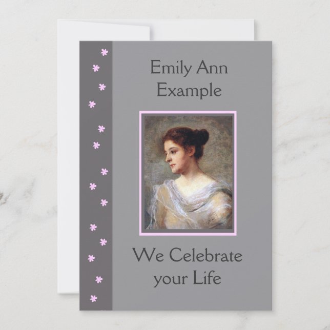 Convite Funeral/Acordar/Memorial Floral Personalizável (Frente)