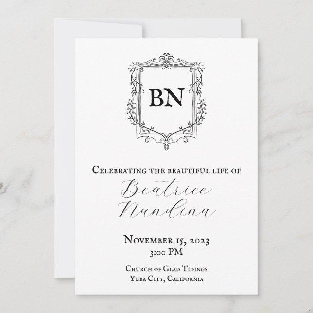 Convite Funeral Barroco com Foto (Frente)