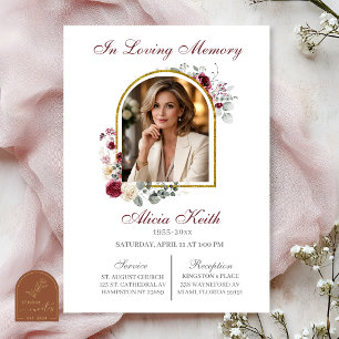 Convite Funeral Blush e Burgundy com foto