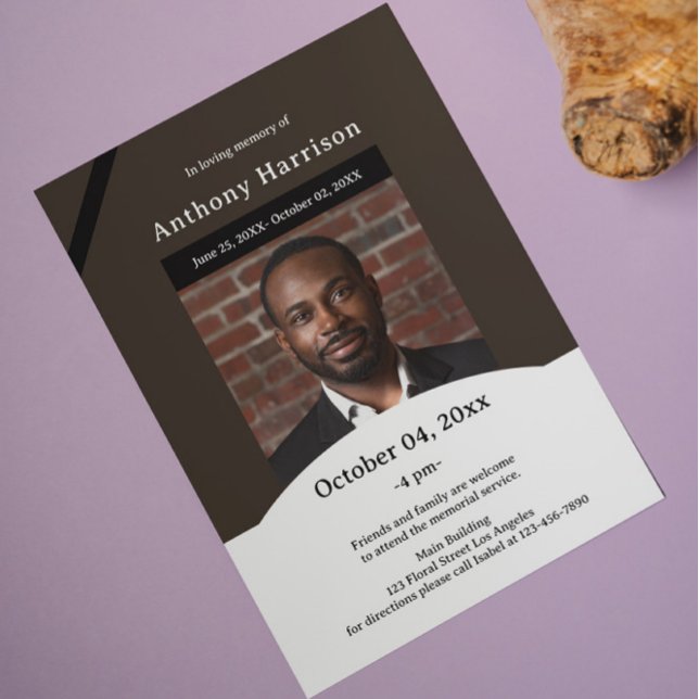 Convite Funeral Castanho e Branco (Criador carregado)