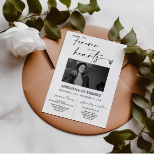 Convite Funeral de Foto Memorial de Script Minimalista Mod