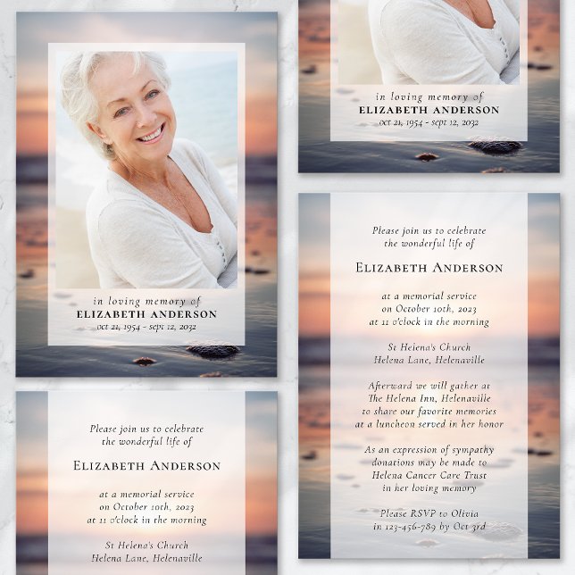 Convite Funeral de Fotografia do Sunset Ocean (Criador carregado)