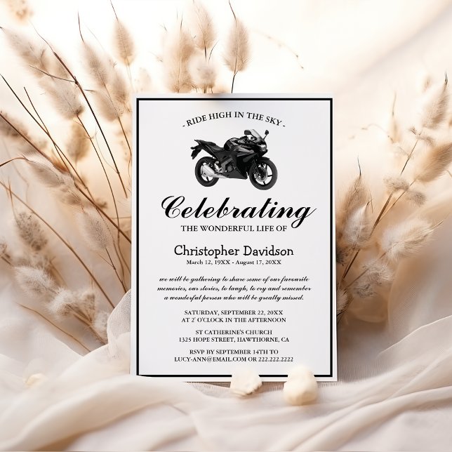 Convite Funeral de Moto | Celebração de Vida Simpatia (Criador carregado)