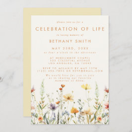 Convite Funeral do Serviço Memorial Rustic Wildflower