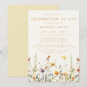 Convite Funeral do Serviço Memorial Rustic Wildflower