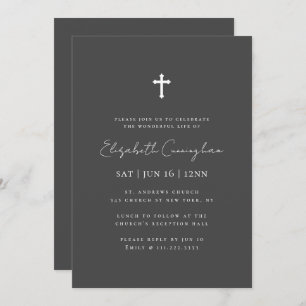 Convite Funeral Dourada Cruzada Mínima Moderna