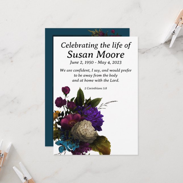 Convite Funeral Floral Escuro (Frente/Verso In Situ)