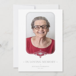 Convite Funeral Grey Ornamental Lace Effect Photo