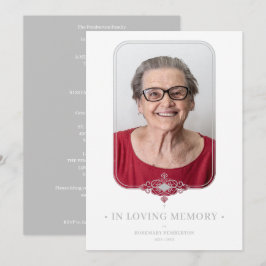 Convite Funeral Grey Ornamental Lace Effect Photo