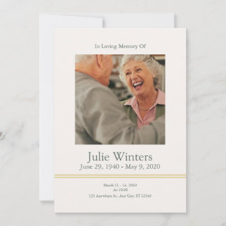 Convite Funeral Invitation Template – Beige & Green