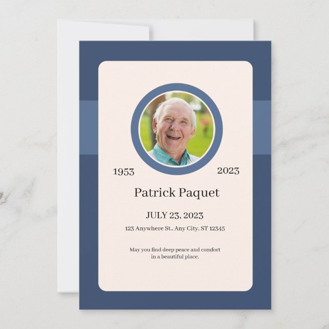 Convite Funeral Invitation Template – Dark Blue Memorial (Frente)