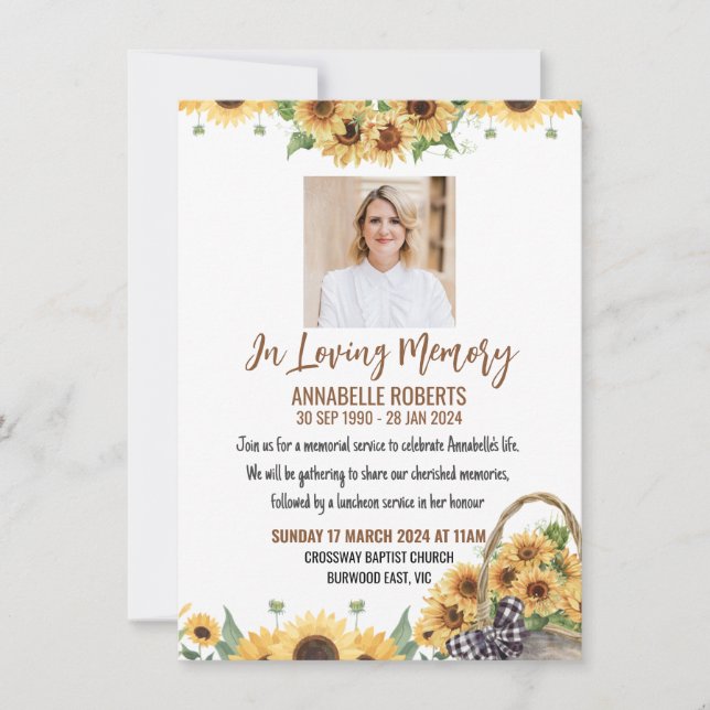 Convite Funeral Invitation with Sunflowers (Frente)
