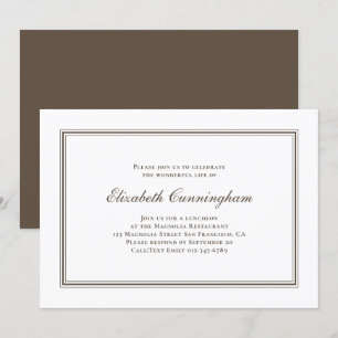 Convite Funeral memorável elegante clássico e simples