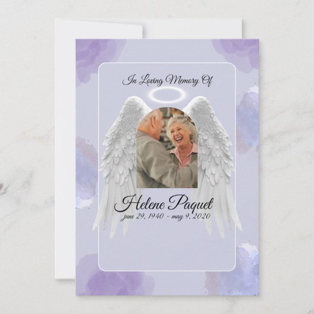 Convite Funeral Memorial Design Template – Angel Wings  (Frente)