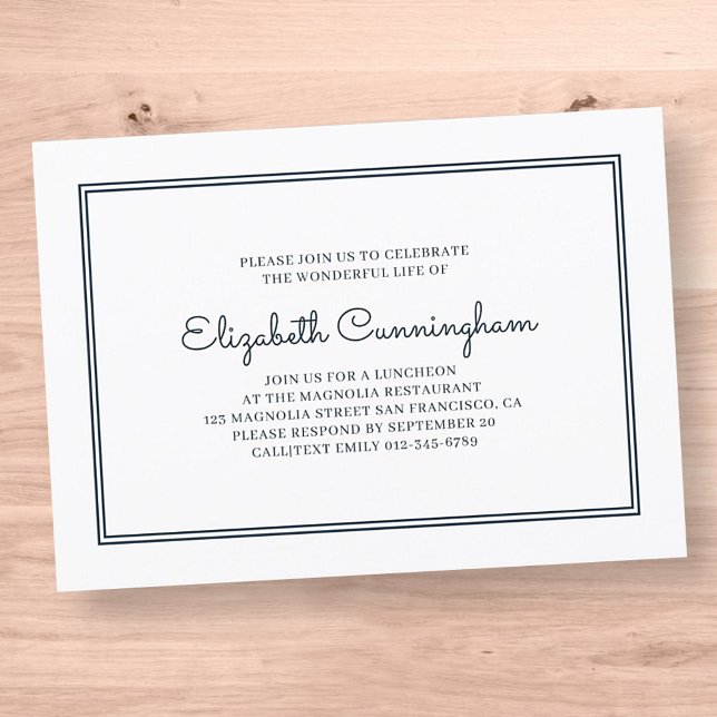 Convite Funeral Memorial Moderno e Simples Elegante (Criador carregado)