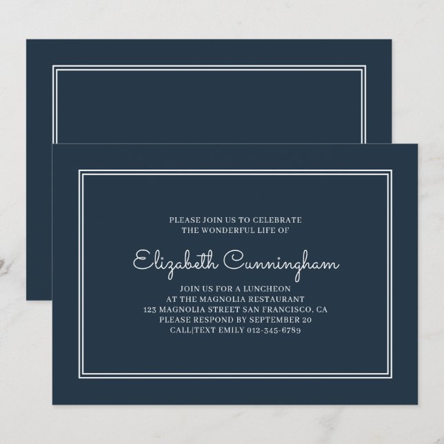 Convite Funeral Memorial Moderno e Simples Elegante (Frente/Verso)