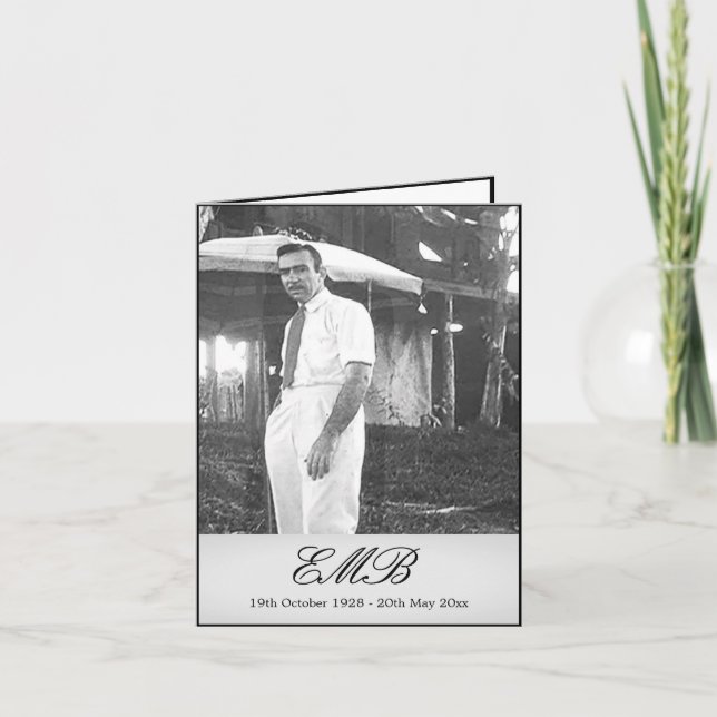 Convite Funeral Memorial Simple Black and White Photo Card (Frente)