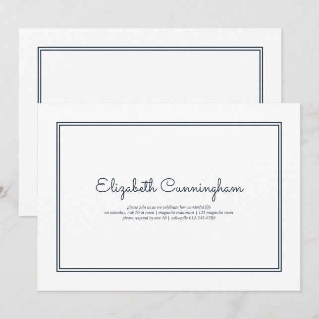 Convite Funeral Moderno e Simples Elegante Memorial (Frente/Verso)