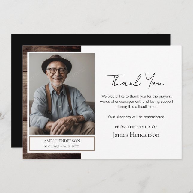 Convite Funeral Obrigado Foto (Frente/Verso)