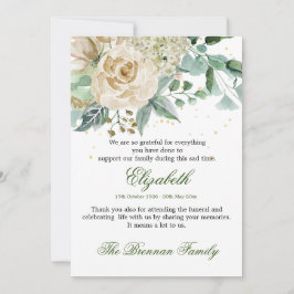 Convite Funeral Obrigado Foto Elegante Folhagem de Rosa