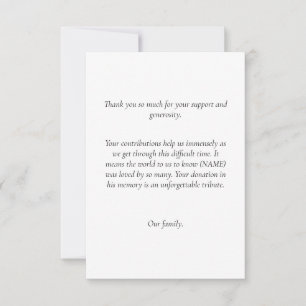 Convite Funeral Obrigado Notas para Doações