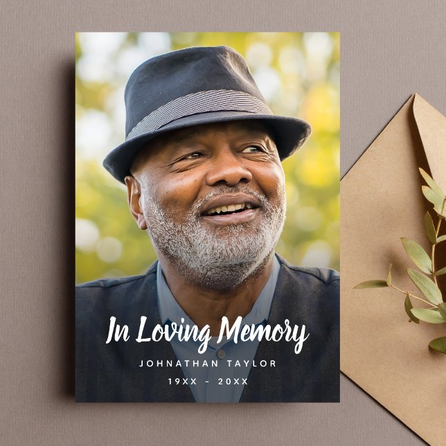 Convite Funeral Personalizada do tributo Memorial Personal (Photo Memorial Card)