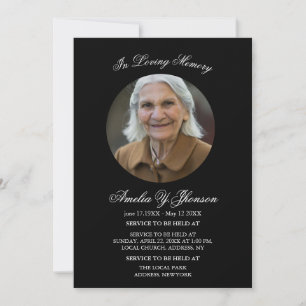Convite Funeral Preto e Branco Em Memória Afetuosa, Funera