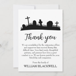 Convite funeral preto e branco, obrigado cartas