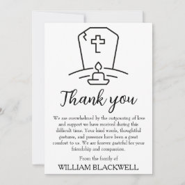 Convite funeral preto e branco, obrigado cartas
