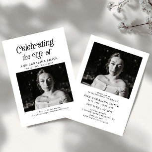 Convite Funeral Retro Mínimo Celebrando a Vida