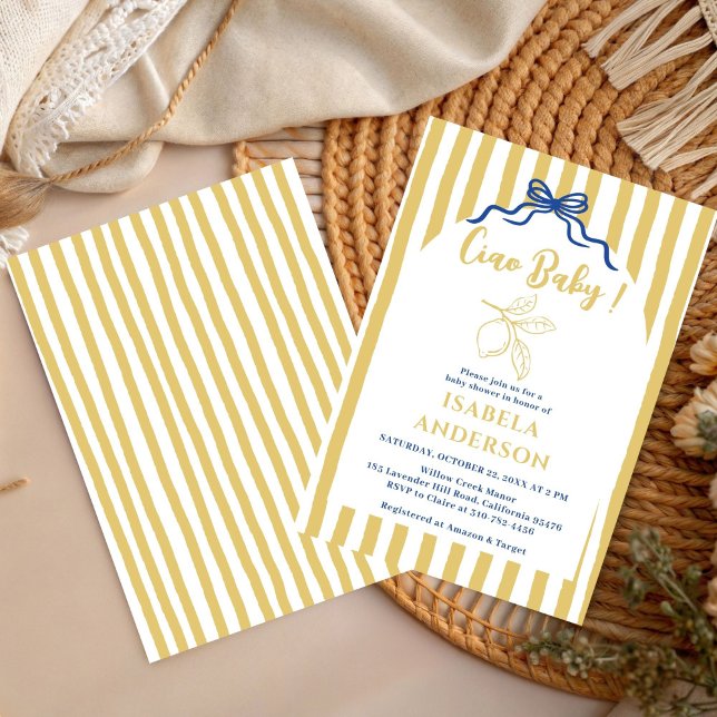 Convite Funky Ciao Baby Hand Drawn Italian Baby Shower  (Criador carregado)