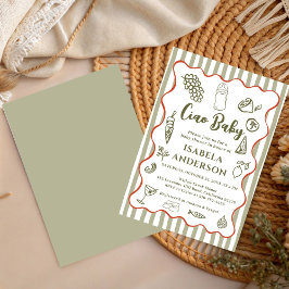 Convite Funky Ciao Baby Hand Drawn Italian Baby Shower