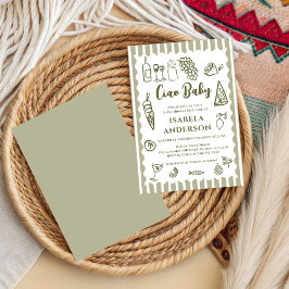 Convite Funky Ciao Baby Hand Drawn Italian Baby Shower