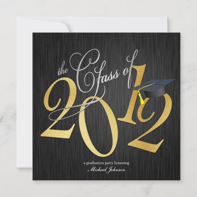 Convite Funky Class of 2012 Invites (prata / ouro) (Frente)