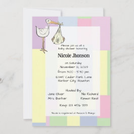 Convite Funky Cubism StarkDelivery Handwritten Baby Shower