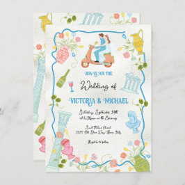 Convite Funky Desenhou Noiva Italiana no Casamento do pati