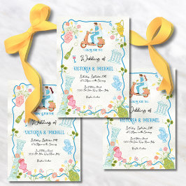 Convite Funky Desenhou Noiva Italiana no Casamento do pati