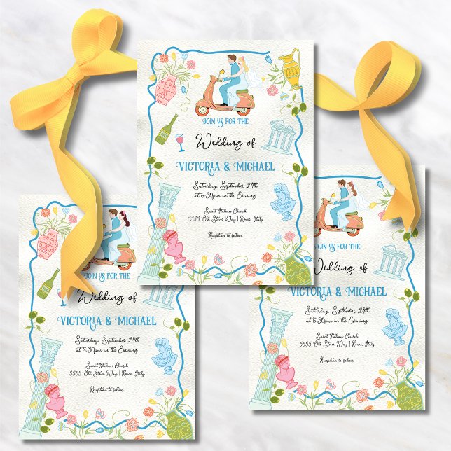 Convite Funky Desenhou Noiva Italiana no Casamento do pati (Criador carregado)