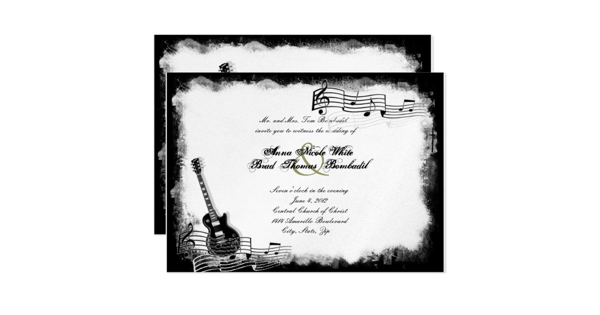 Convite Funky do casamento da música da guitarra  Zazzle 