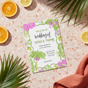 Convite Funky Drawn Casamento Floral Tropical