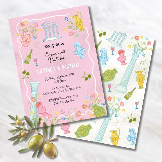 Convite Funky Drawn Partido Grego Italiano do Mediterrâneo (Criador carregado)