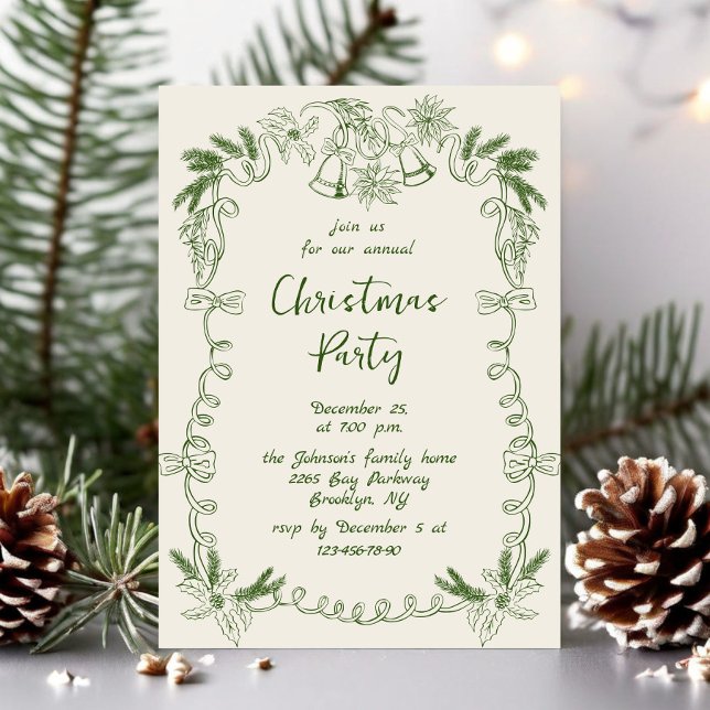 Convite Funky Hand Drake Festa de Natal Whimsical (Criador carregado)