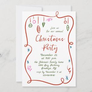 Convite Funky Hand Drake Festa de Natal Whimsical