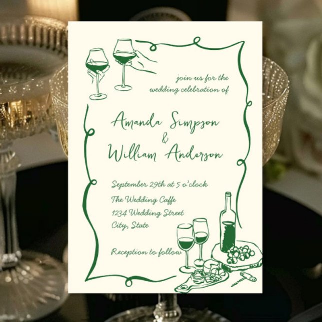 Convite Funky Hand Drawn Retro Casamento (Criador carregado)