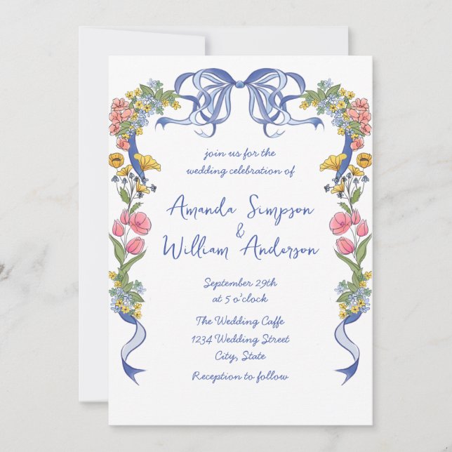 Convite Funky Hand Drawn Retro Casamento (Frente)